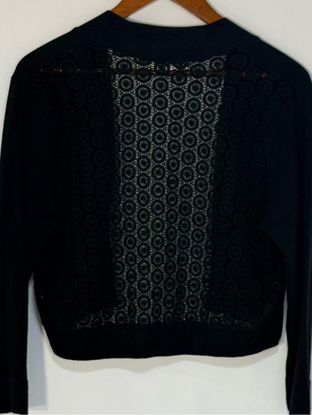 NWT Calvin Klein Black Lace Open Front Cropped Cardigan Size Large - Picture 2 of 7
